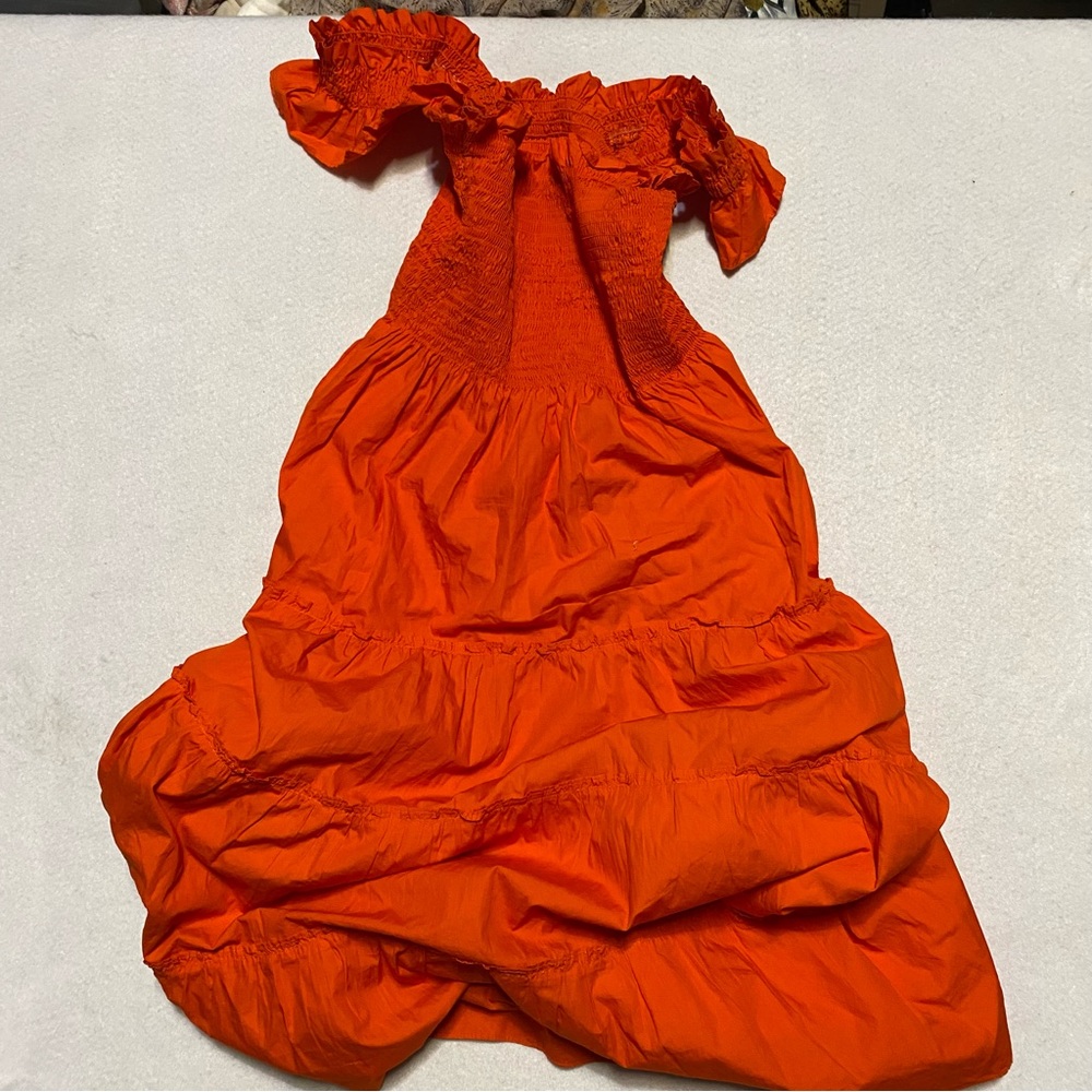 Quince Orange Ruffle Strap Maxi Dress - Picture 5 of 9
